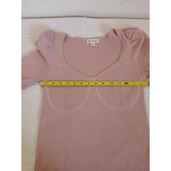 Questions? Womens Blouse Top Pink Sweet Neck Puff Sleeve Size Medium - Picture 8 of 13